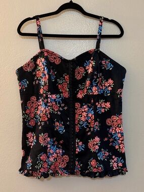 Torrid Floral Hook & Eye Corset Tank Top - Size 2